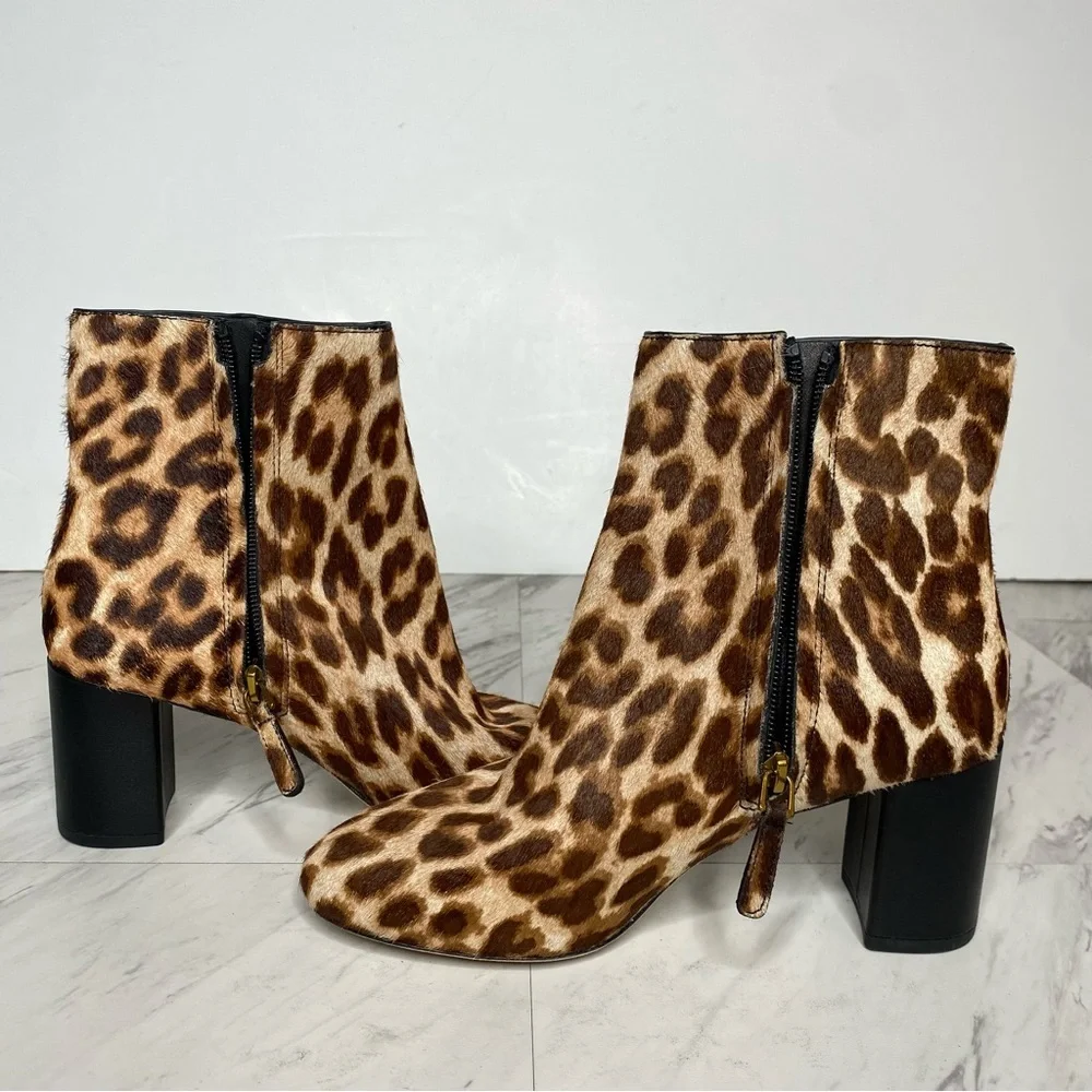 Tory Burch Brooke Leopard Heeled Bootie 5 1/2 M